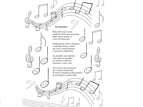 La musica – poesia per bambini da leggere e da colorare