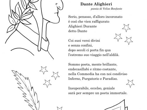 25 Marzo – Dante Alighieri – poesia per bambini da leggere e colorare